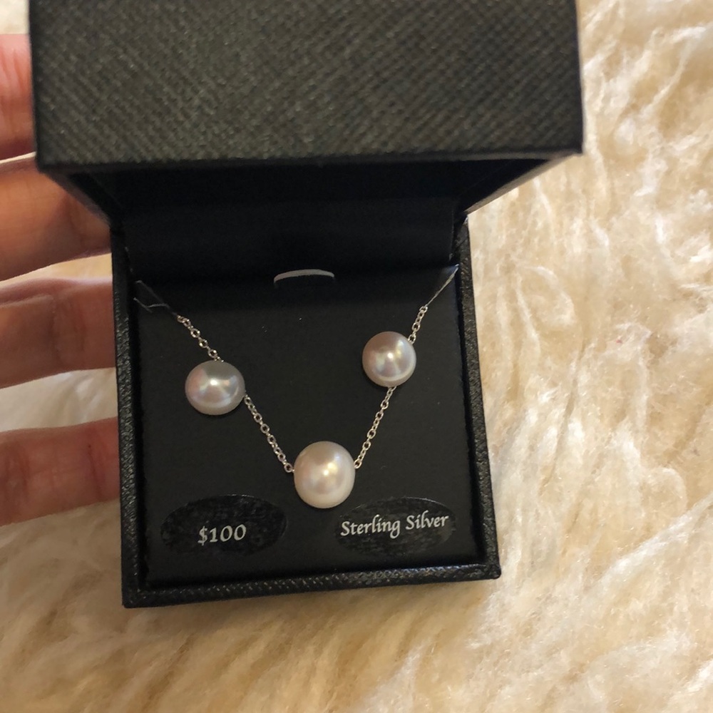 Pearl necklace and earrings